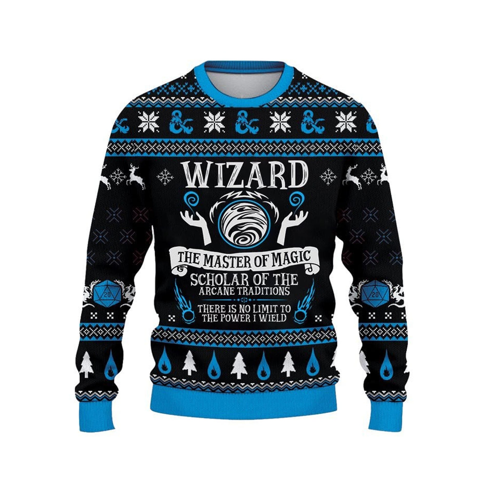 DND Dungeons & Dragons Wizard Class Ugly Christmas Sweater