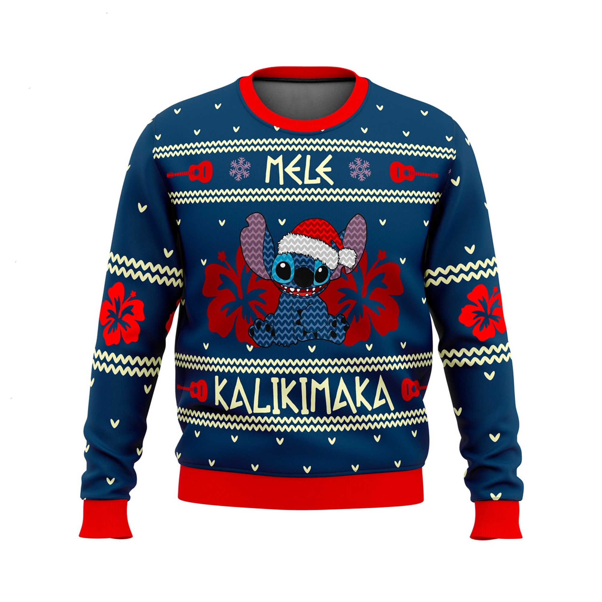 Discover Santa Stitch Mele Kalikimaka Ugly Christmas Sweater