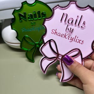 Nailfie Bow Disc| Nail technician beauty salon advertise| nailfie prop| business sign| business logo |nail artist gift