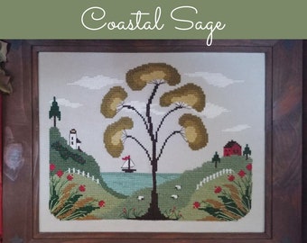 Coastal Sage counted cross stitch design