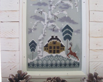 White Birch Winter Counted Cross Stitch Pattern