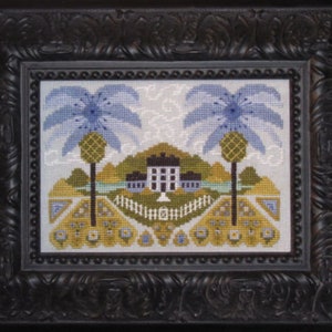 Blue Hawaiian Garden Counted Cross Stitch Chart image 1