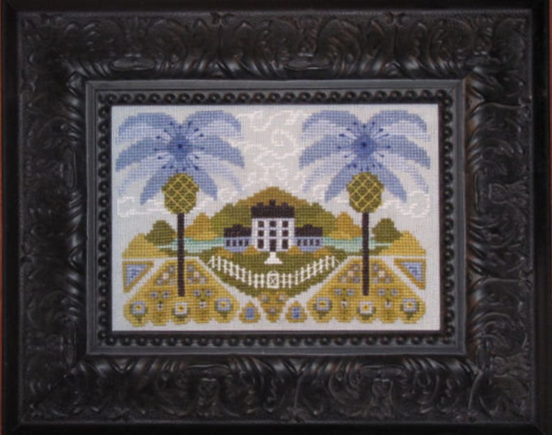 Blue Hawaiian Garden Counted Cross Stitch Chart image 1