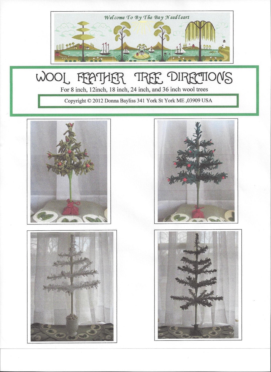 Wool Feather Tree Directions, 8, 12, 18, 24, and 36 Inch Trees