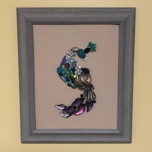 8x10 Framed Peacock Jewelry Art  **READ DESCRIPTION**