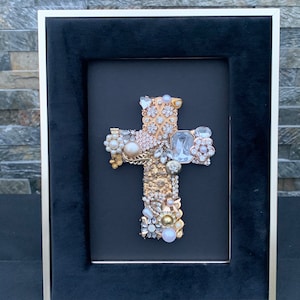 5x7 Framed jewelry Cross- Jewelry Art  **READ DESCRIPTION**