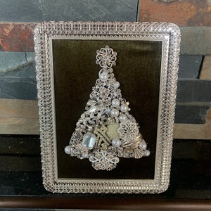 4x6 Framed Christmas Tree Jewelry Art  **READ DESCRIPTION**