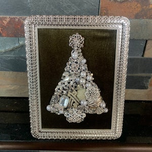 5x7 Framed Christmas Tree Jewelry Art  **READ DESCRIPTION**