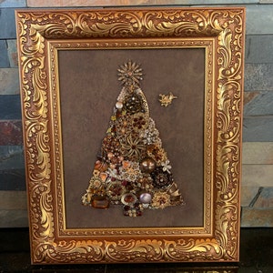 4x6 Framed Christmas Tree Jewelry Art  **READ DESCRIPTION**