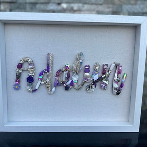 11x14 Shadowbox Jewelry Art Name - Upcycled Jewelry Art handmade.  **READ DESCRIPTION**
