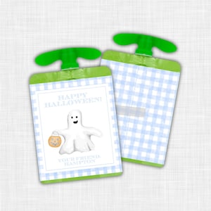Personalized Halloween Ghost Applesauce Pouch Cover Favor Tag Halloween Pouch Label Halloween Classroom Gift Tag Halloween Party Favor Tag