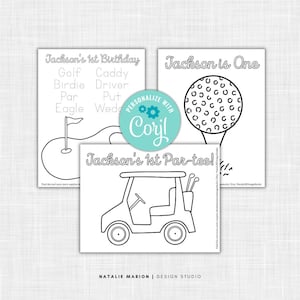 Personalisierte Golf-Turnier-Party Malvorlagen Party bearbeitbares Partygeschenk Favor Schwarz-Weiß-Farbblätter für die Golf-Party