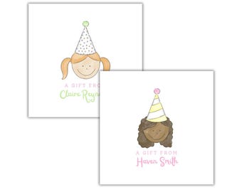 水彩画で印刷できる毎日の誕生日の女の子向けギフトタグ モノグラム ギフトタグ テンプレート 誕生日の封入カード パーソナライズされたパーティーギフト | デジタル