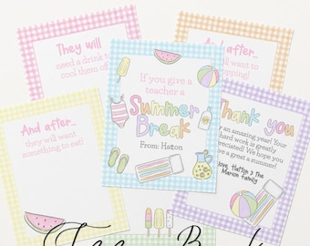 Tarjeta de regalo personalizada "Si le regalas a un profesor unas vacaciones de verano" - Idea de regalo para agradecer a los profesores - Hazlo tú mismo - Descargable - Edita e imprime en casa