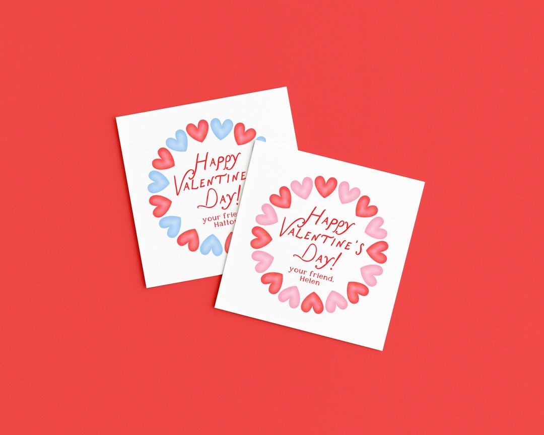 Favor Tag All Hearts: Printable Valentines Classroom Gift Tags, Heart ...