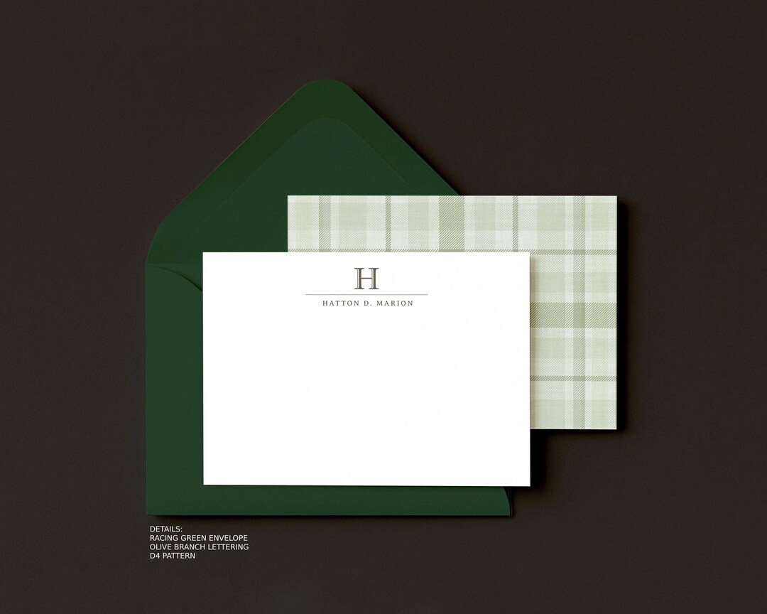 Personalized Men's Stationary Cards Set Custom Notecards for Men Dads