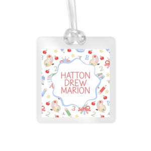 Personalized School Alphabet Bag Tag Classroom Supplies Watercolor Back to School Backpack Tag Laminated Baby Diaper Bag Tag Kid Tag
