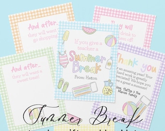 Personalized If You Give A Teacher A Summer Break Gift Card Booklet Teacher Appreciation Gift Idea DIY Downloadable Edit + Print At Home
