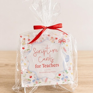 Teacher Bible Verse Scripture Cards with Stand, Set of 12 Inspirational Scripture Cards, Christian Teacher Gift, Back to School