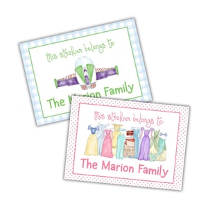 Mouse Stroller Tag: Watercolor Gingham Pattern - Laminated, Rectangular Bag Label, Customizable for Park or Cruise