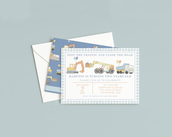 Dump Truck Birthday Invitation, Construction Party Invite, Under Construction Theme, Editable Corjl Template, Printable Download