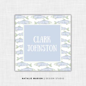 Aquarell Druckbare Alltag Angeln Geschenkanhänger Monogramm Junge Geschenkanhänger Vorlage Monogramm Geburtstag Karte Personalisierte Fisch Geschenkanhänger