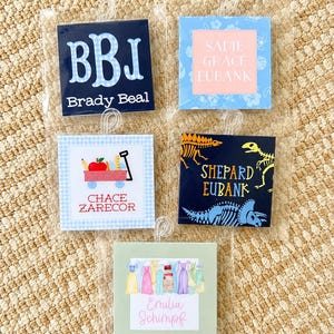 Personalized Monogram Bag Tag, Laminated Backpack Tag, Gingham School Tag, Allergy Tag, Kids Daycare, Luggage Tag image 2