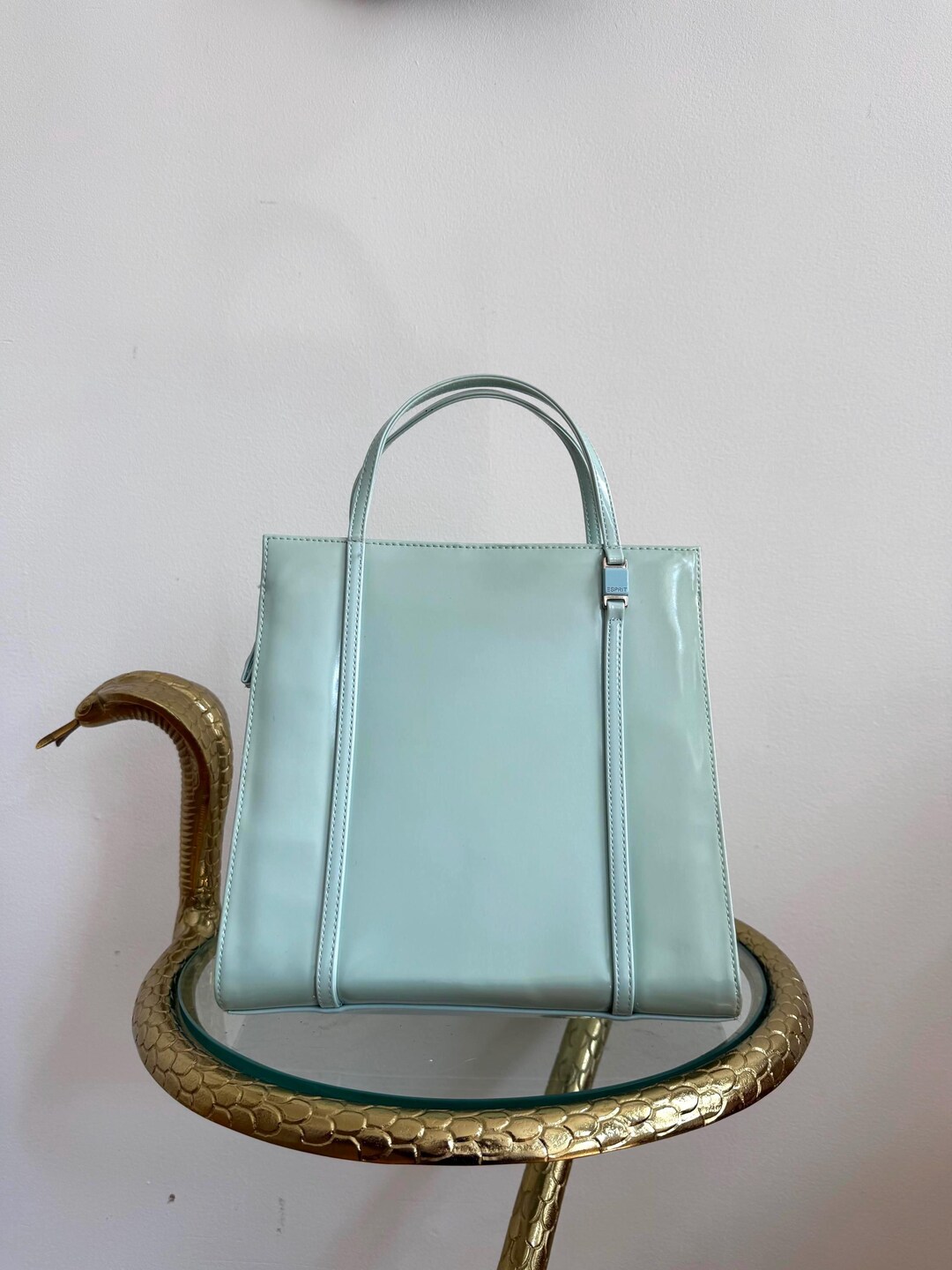 Y2K Vintage Esprit Top Handle Handbag Genuine Patent Leather Glossy