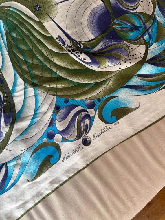 Foulard Vintage En Soie 100% HEINRICH R. HRDLICKA - Dimensions 95x100 Cm - Multicolore - Occasion