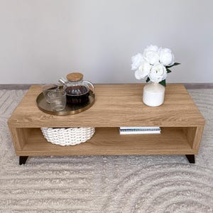 Tavolino da caffè moderno di metà secolo: tavolino basso con contenitore