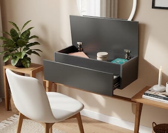 Compact storage vanity desk Wall mount space-saving floating nightstand