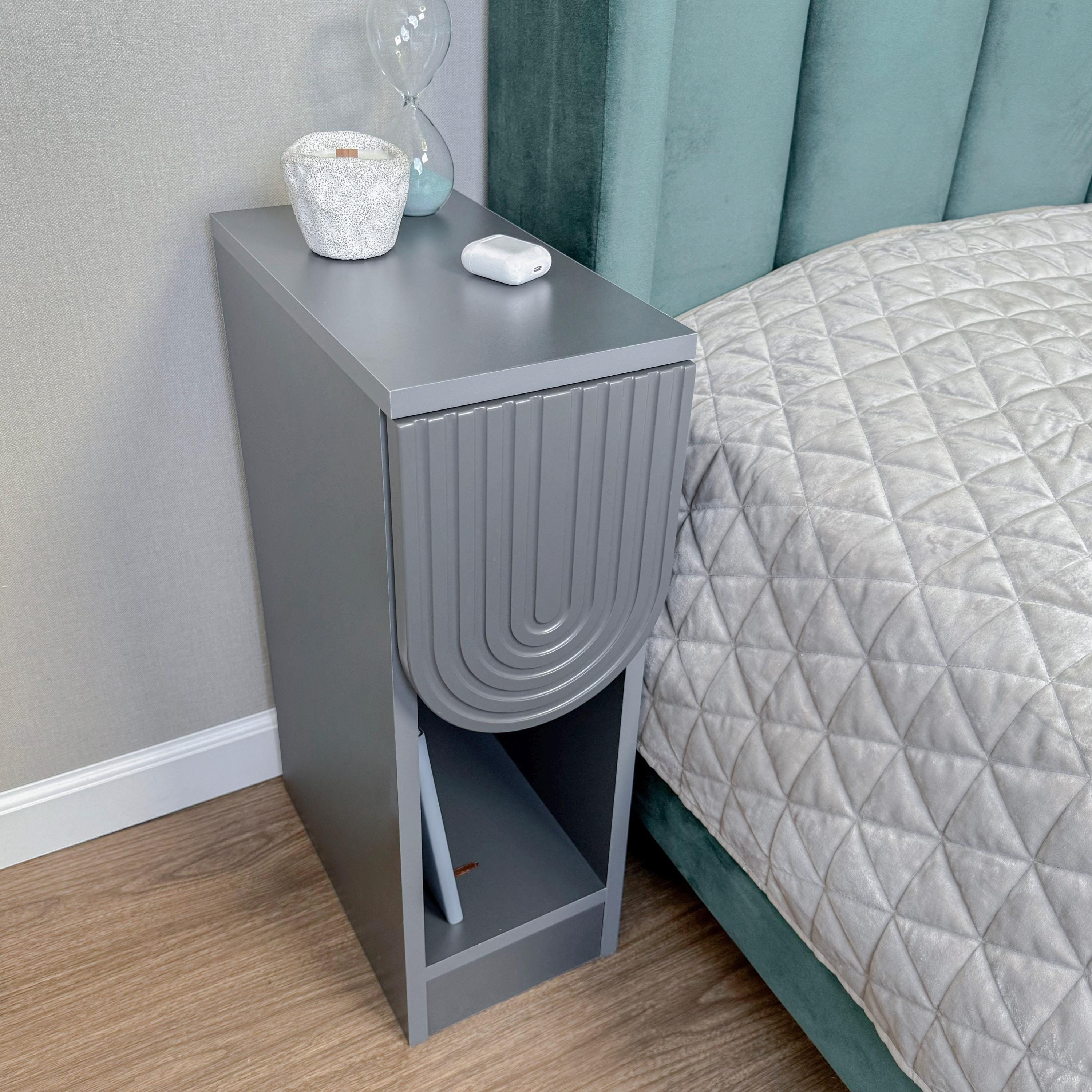 White Bedside Table Set of 2, Slim Nightstands With Drawer - Etsy