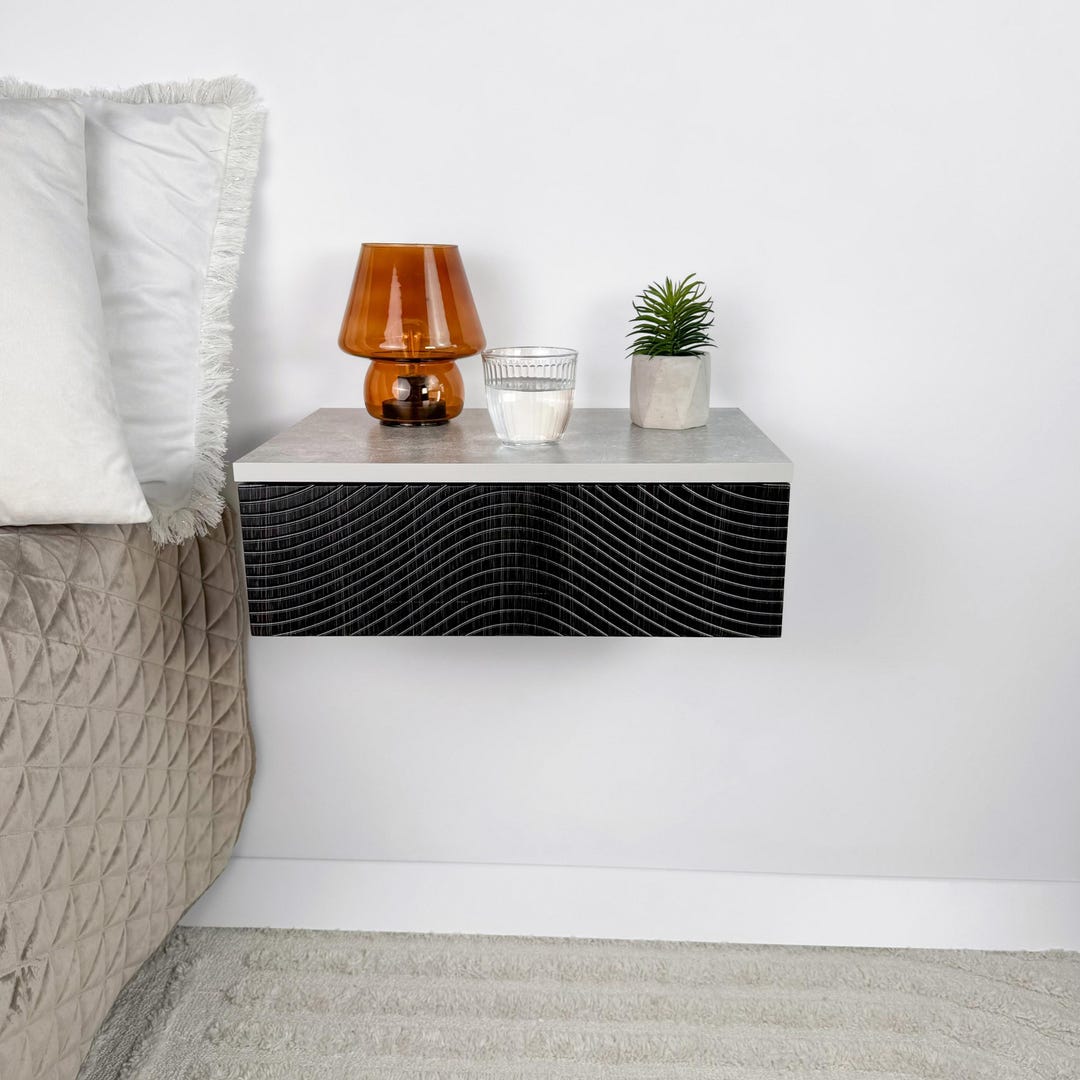 Carved Bedside Table Floating End Table Mounted Floating Console Table ...