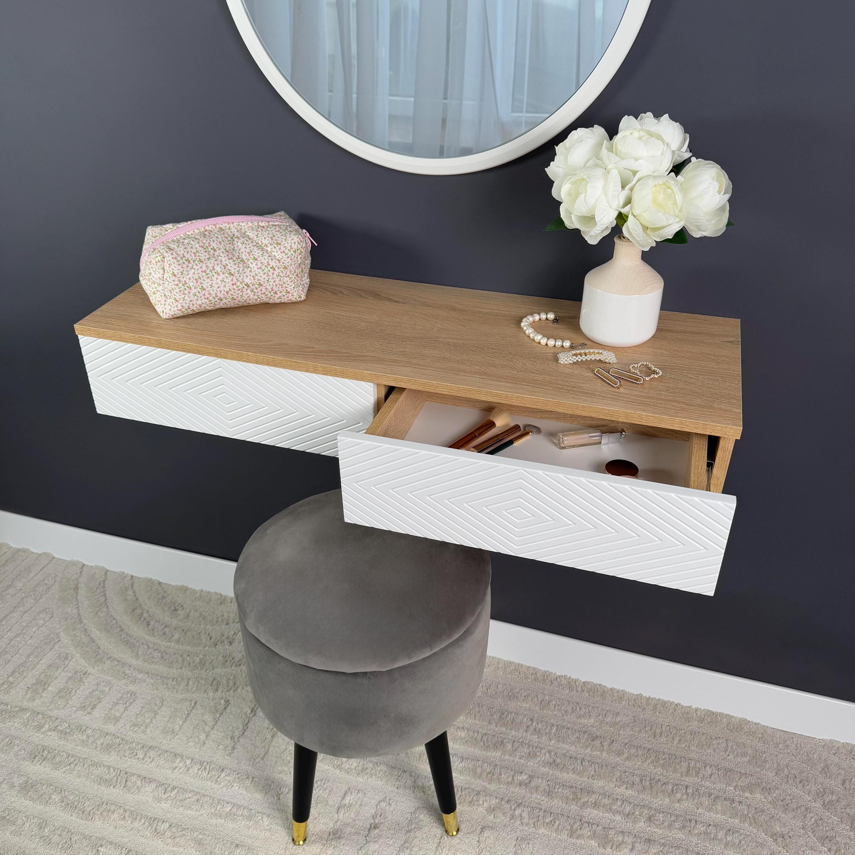 Vanity table Floating dressing table Floating shelf with drawers Console table Wall mounted makeup table Entryway table Hanging desk