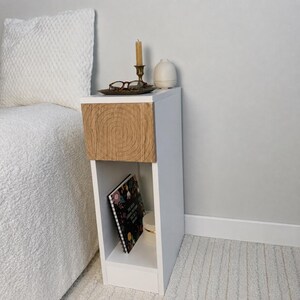 Narrow console table Slim nightstand for small spaces, Minimalist bedroom furniture, Apartment decor gift