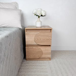 Side Table Storage | Mid Century Modern Nightstand | Bedside Table for Small Space | Minimalist Table with Drawers | Modern End Table