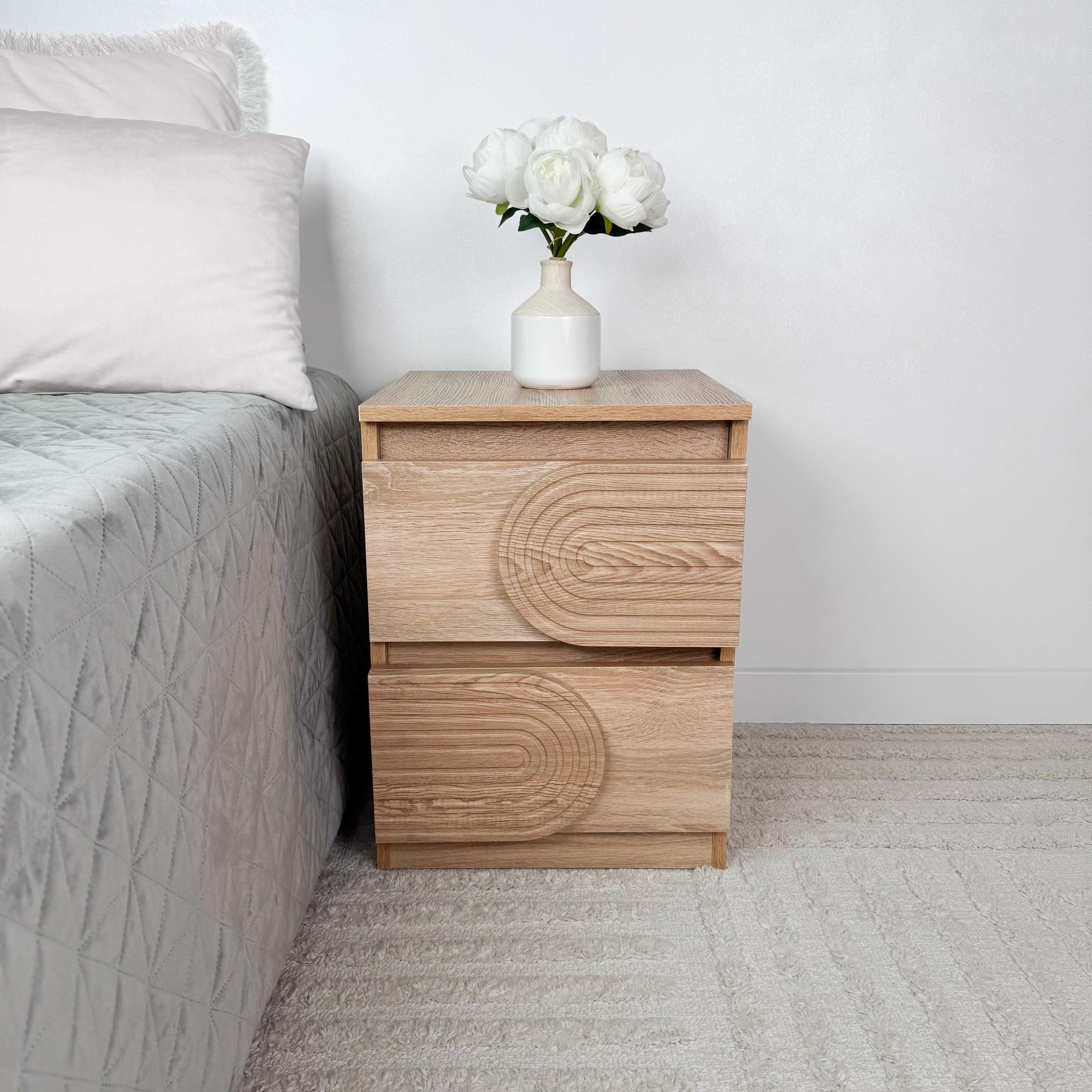 Comodino Moderno Con Scomparto Nascosto - Stile Metà Secolo, In MDF E Legno - Scomparto Segreto Posteriore - Colore Marrone