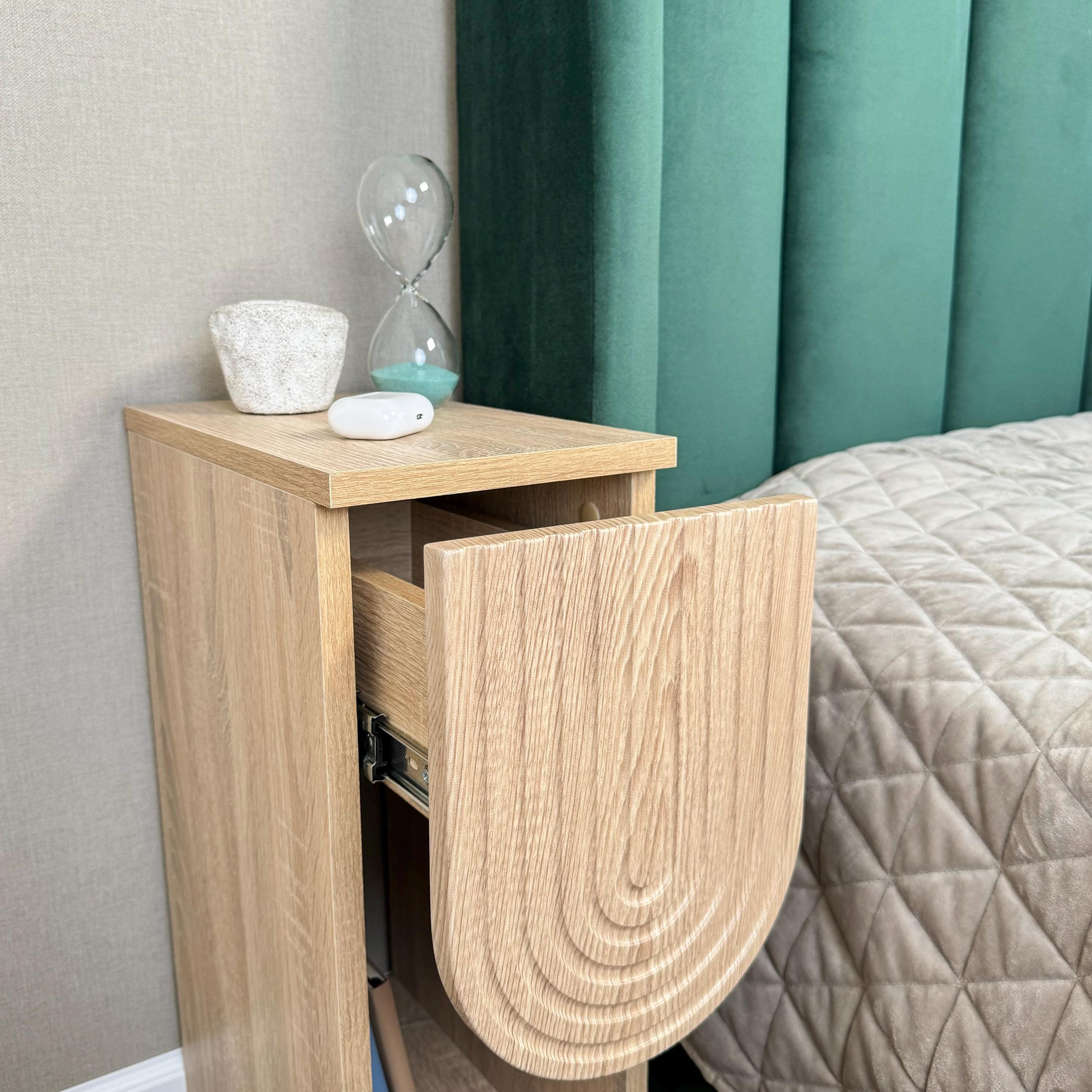 White Bedside Table Set of 2, Slim Nightstands With Drawer - Etsy