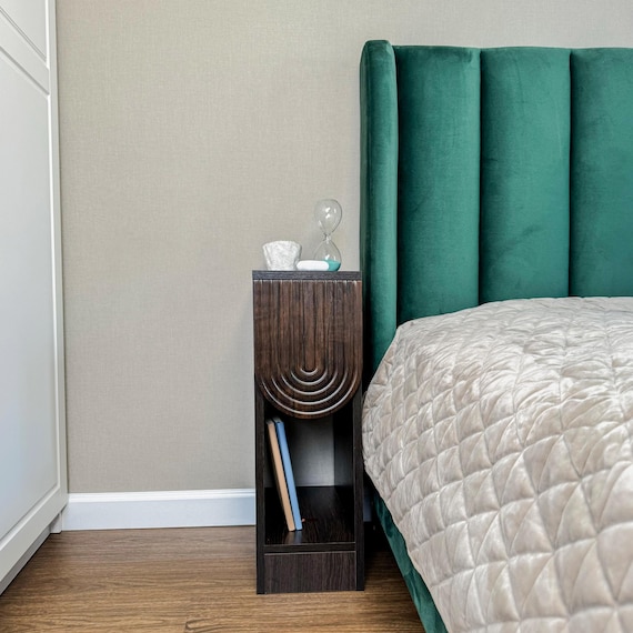 Narrow Nightstand with Drawer: Rustic Modern End Table