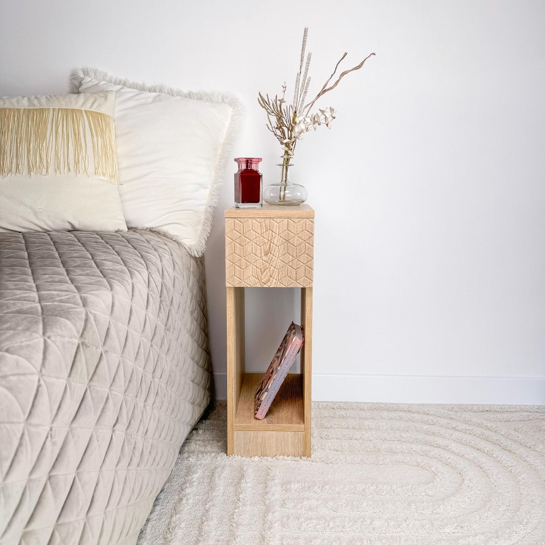 Narrow Stylish Side Table Small Nightstand With Storage Tall Entryway ...