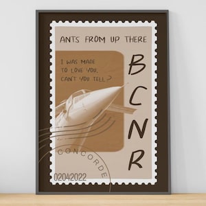 BCNR Poster - Ameisen von oben - Concorde - Briefmarke - Post Punk Alternative Indie Rock Musik Zimmer Dekor - Album Fanart