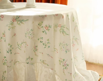 Floral Ruffle Lace Cotton Tablecloth - Farmhouse Table Decor