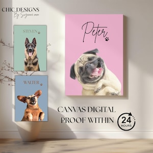 Custom Dog Portrait Canvas Personalized Pet Art Memorial Gift For Pet Loss Birthday Or Christmas Gift For Dog Mom Dad With Proof Fast