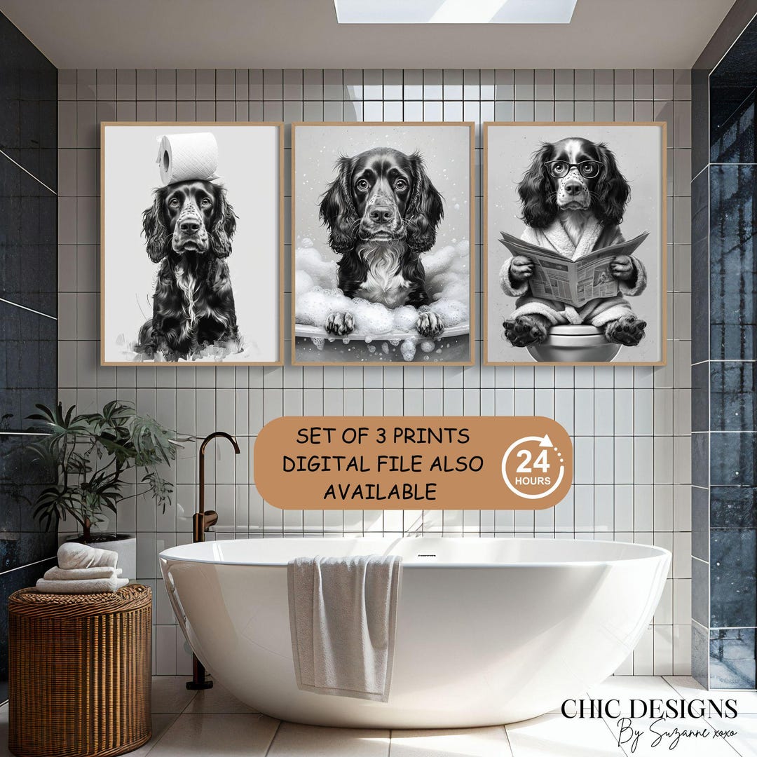 Digital Set of 3 Funny Bathroom Sign Printable Wall Art for Guest Bath ...
