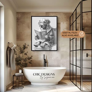 Custom Pet Portraits, Dog in Toilet, Pet in Bathtub, Custom Bathroom Dog Wall Art, Funny Pet Portrait, Pet Owner Bathroom Wall Art, Pet Gift