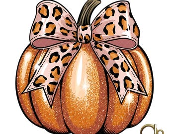 Leopard Coquette Bow Pumpkin Png, Sparkly Pumpkin Png, Pumpkin Patch Png, Thanksgiving Png, Fall Png, pink bow png, pumpkin spice png, PNG