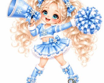 20 Christmas Cheerleader Girl JPEG Clipart, Cute Holiday Watercolor Art,Cheerleader Digital Download for Junk Journals,Scrapbooking & Crafts