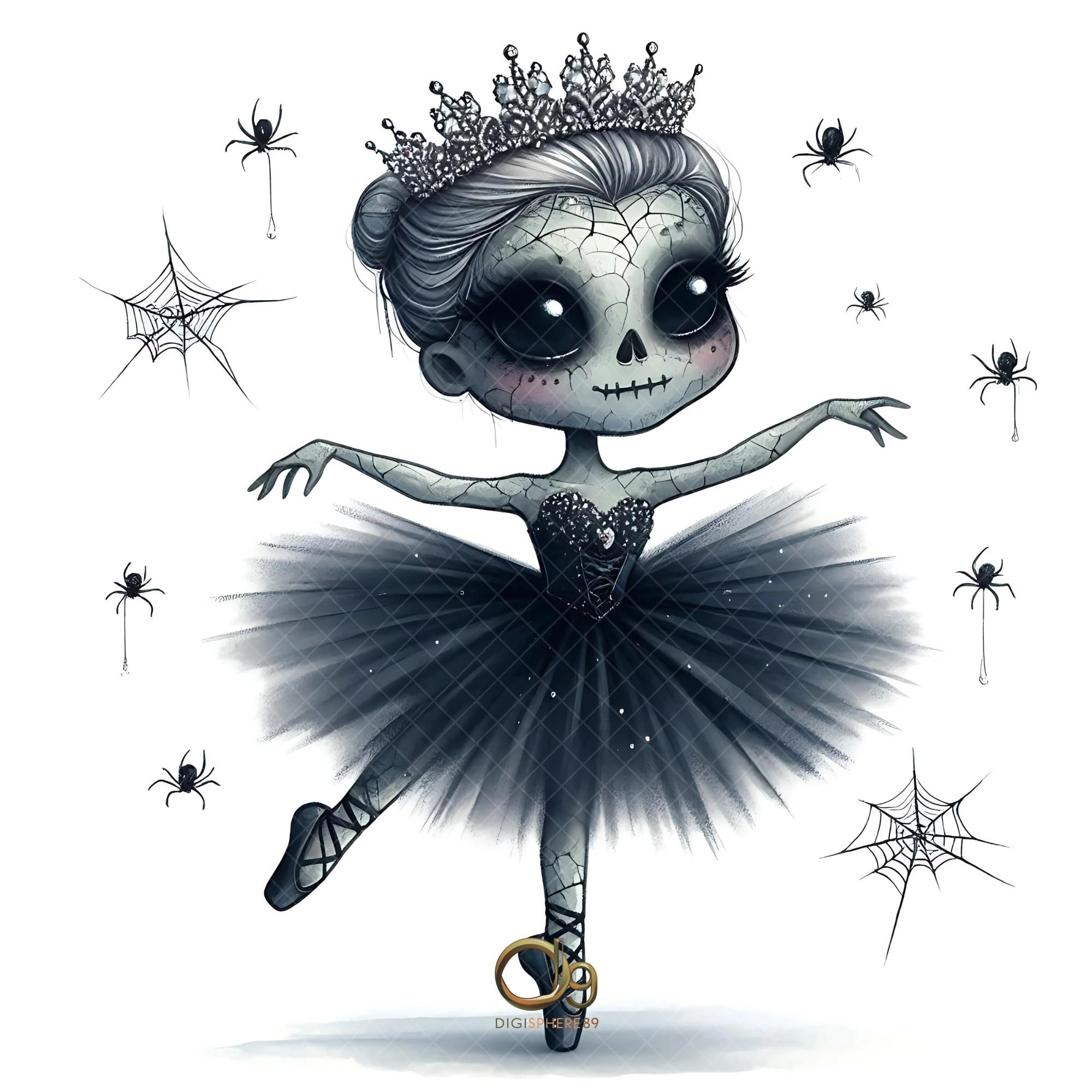 Cobweb Crown Zombie Ballerina Clipart, Halloween Creepy Girl, 14 Spooky ...