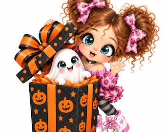 15 Funny Halloween Girl JPEG, Pink Spooky Girl Clipart, Cute Pastel Goth Digital Art for T-Shirts, Mugs, Tumblers, Totes & Crafts