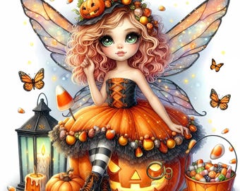 Halloween Witch Girl Clipart,10 High-Res JPG Watercolor Spooky Dolls,Halloween Paper Crafts,Scrapbook Printables Junk Journal,Commercial use